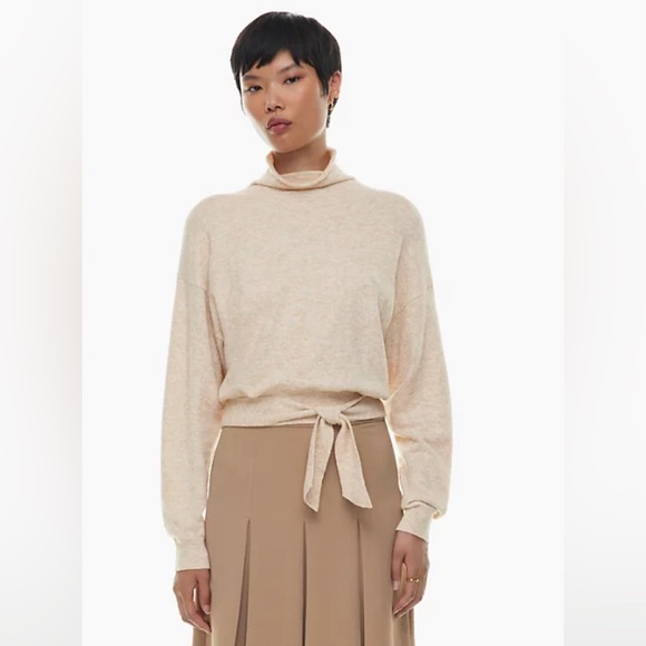 Wilfred Aritzia NWT New Lorin Cashmere Light Oatmeal Sweater Shirt Top **Sz S** - Picture 2 of 9